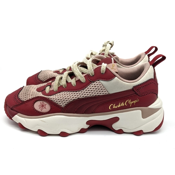 PUMA X CHARLOTTE OLYMPIA Pulsar Sneakers in Red Dahlia-6.5 - Picture 4 of 11